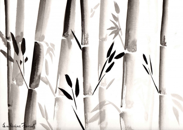 Bambou | Sumi-e, encre de Chine, 2010 "bambou" à l'encre de chine