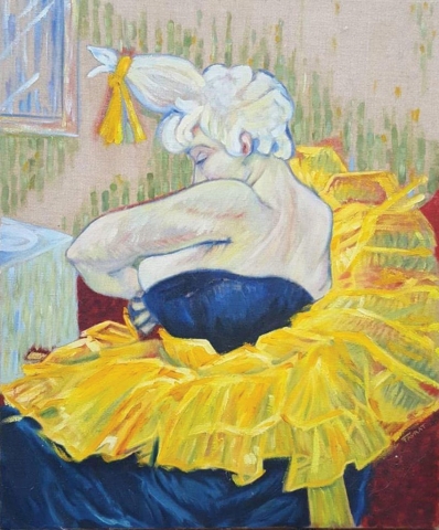 Huile sur toile brut d'après "Cha U Kao" de Toulouse-Lautrec, 2001 huile sur toile brut d'après "Cha U Kao" de Toulouse-Lautrec