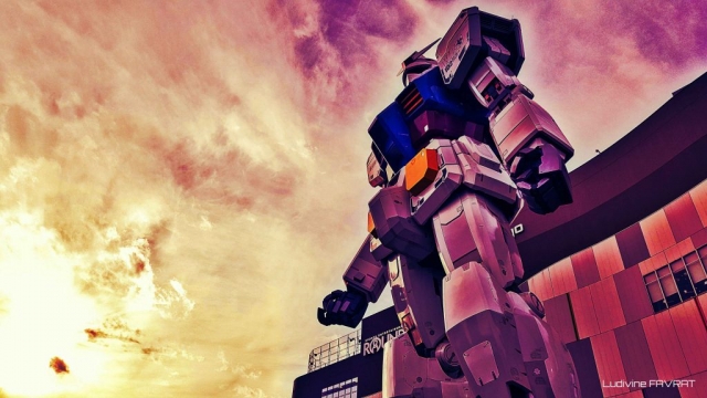 "Gundam Tokyo" | création numérique d'après photo personnelle, 2016 Gundam, création numérique d'après photo personelle